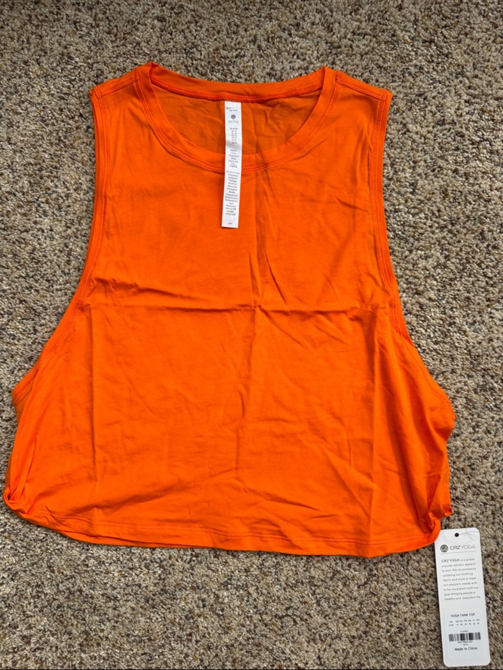 NEW CRZ YOGA Orange Sleeveless Muscle Tee Crop Tank